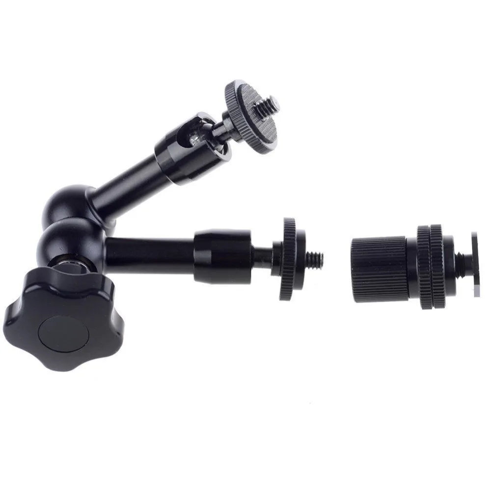 7"/18cm Articulating Magic Arm F Mounting HDMI Monitor LED Lights w/ 15mm clamp, 1/4 hot shoe and 1/4 screw adapter