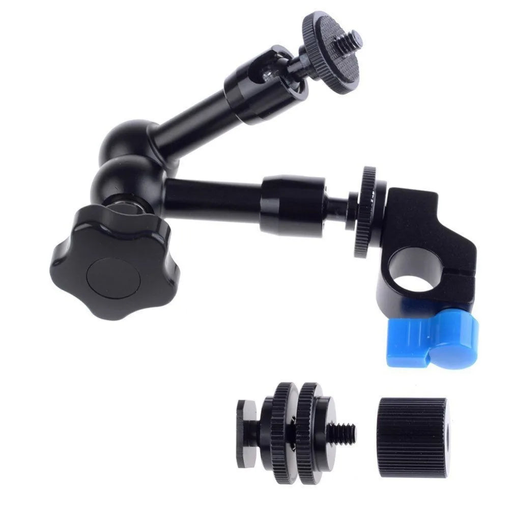 7"/18cm Articulating Magic Arm F Mounting HDMI Monitor LED Lights w/ 15mm clamp, 1/4 hot shoe and 1/4 screw adapter