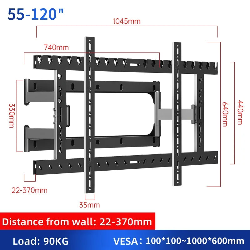85-120'' TV Wall Mount Bracket Angle Adjustable 6 Arms Stronger Suporte Soporte TV Stand UP TO 130kg Lps VESA 1000*600 DY1000
