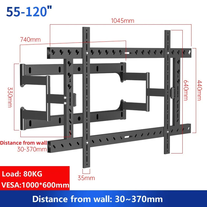 85-120'' TV Wall Mount Bracket Angle Adjustable 6 Arms Stronger Suporte Soporte TV Stand UP TO 130kg Lps VESA 1000*600 DY1000