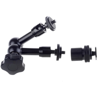 7"/18cm Articulating Magic Arm F Mounting HDMI Monitor LED Lights w/ 15mm clamp， 1/4 hot shoe and 1/4 screw adapter