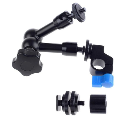 7"/18cm Articulating Magic Arm F Mounting HDMI Monitor LED Lights w/ 15mm clamp， 1/4 hot shoe and 1/4 screw adapter